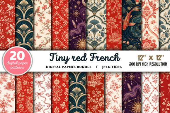 Download Tiny Red French Toile Floral Patterns - Patterns Collection