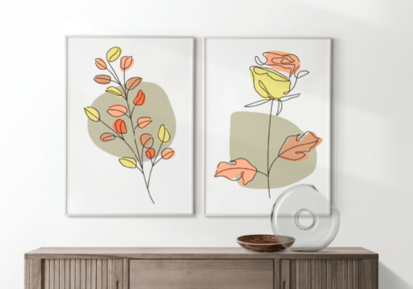 Download Set of Minimalist Flower Boho Wall Art - Flower Collection