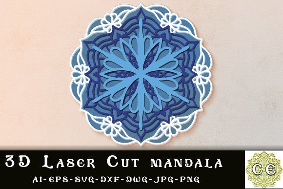 Download Modern 3D Laser Cut Mandala for Home - Modern Collection