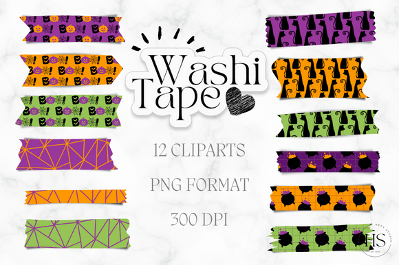 Download 12 Happy Halloween Washi Tape PNG Bundle - Premium Bundle