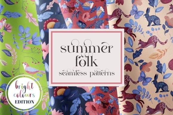 Download Summer Folk Seamless Patterns JPEG PNG - Patterns Collection