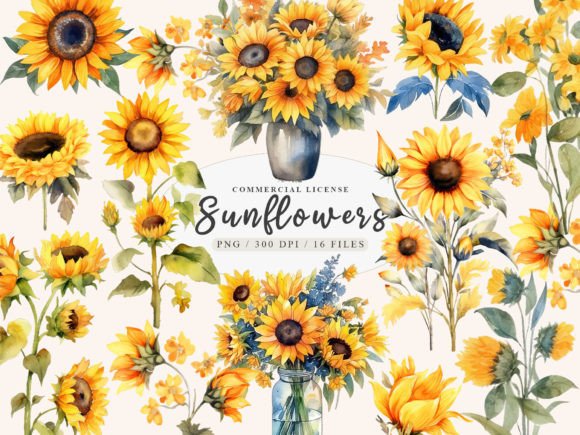 Download Sunflower Clipart, Modern Wreath Clipart - Flower Collection