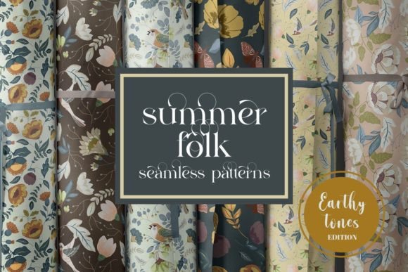 Download Summer Folk Seamless Patterns JPEG PNG - Patterns Collection