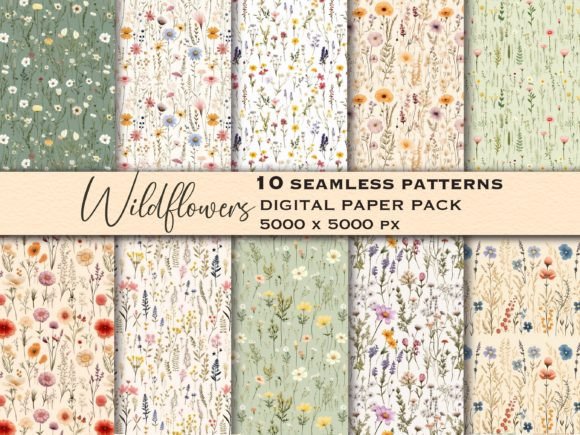 Download Wildflowers Seamless Pattern Floral Set - Flower Collection