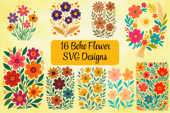Download Modern Boho Flower SVG Designs - Flower Collection