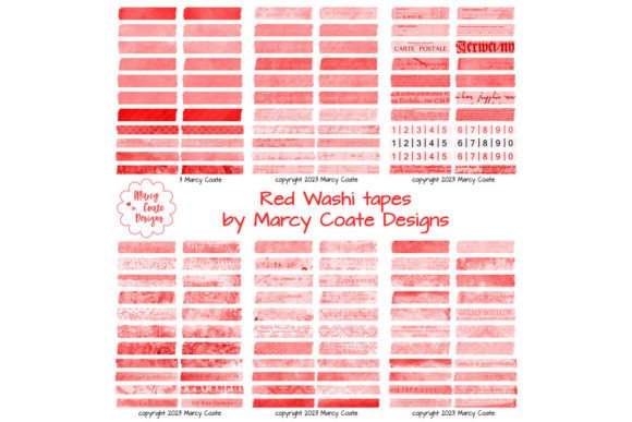 Download Red Digital Washi Tape Printable - Premium Bundle
