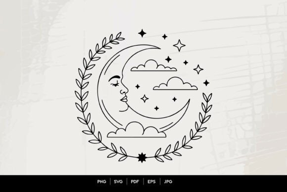 Download Celestial Moon Face Botanical Wreath - Botanical Collection