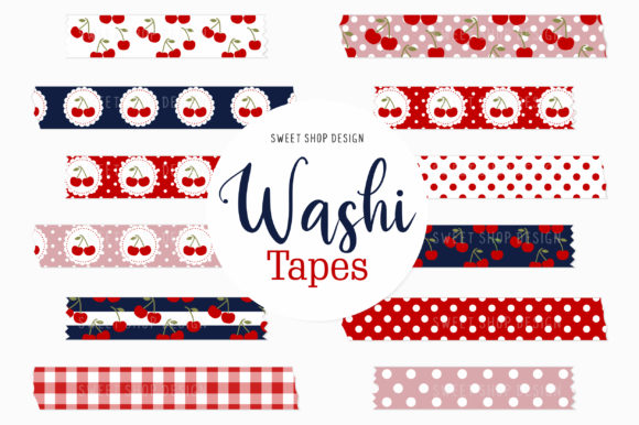Download Digital Washi Tape Clipart Cherries - Premium Bundle