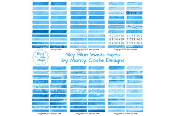 Download Sky Blue Digital Washi Tape Printable - Premium Resources