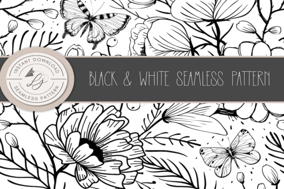 Download Black and White Seamless Floral - Premium Resources