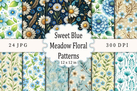 Download Sweet Blue Meadow Floral Patterns - Patterns Collection