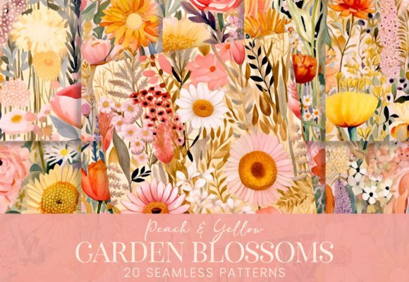 Download Peach Pink Yellow Spring Floral Patterns - Patterns Collection