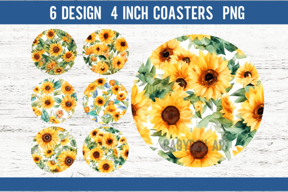Download Sunflower Round Coaster Sublimation - Flower Collection